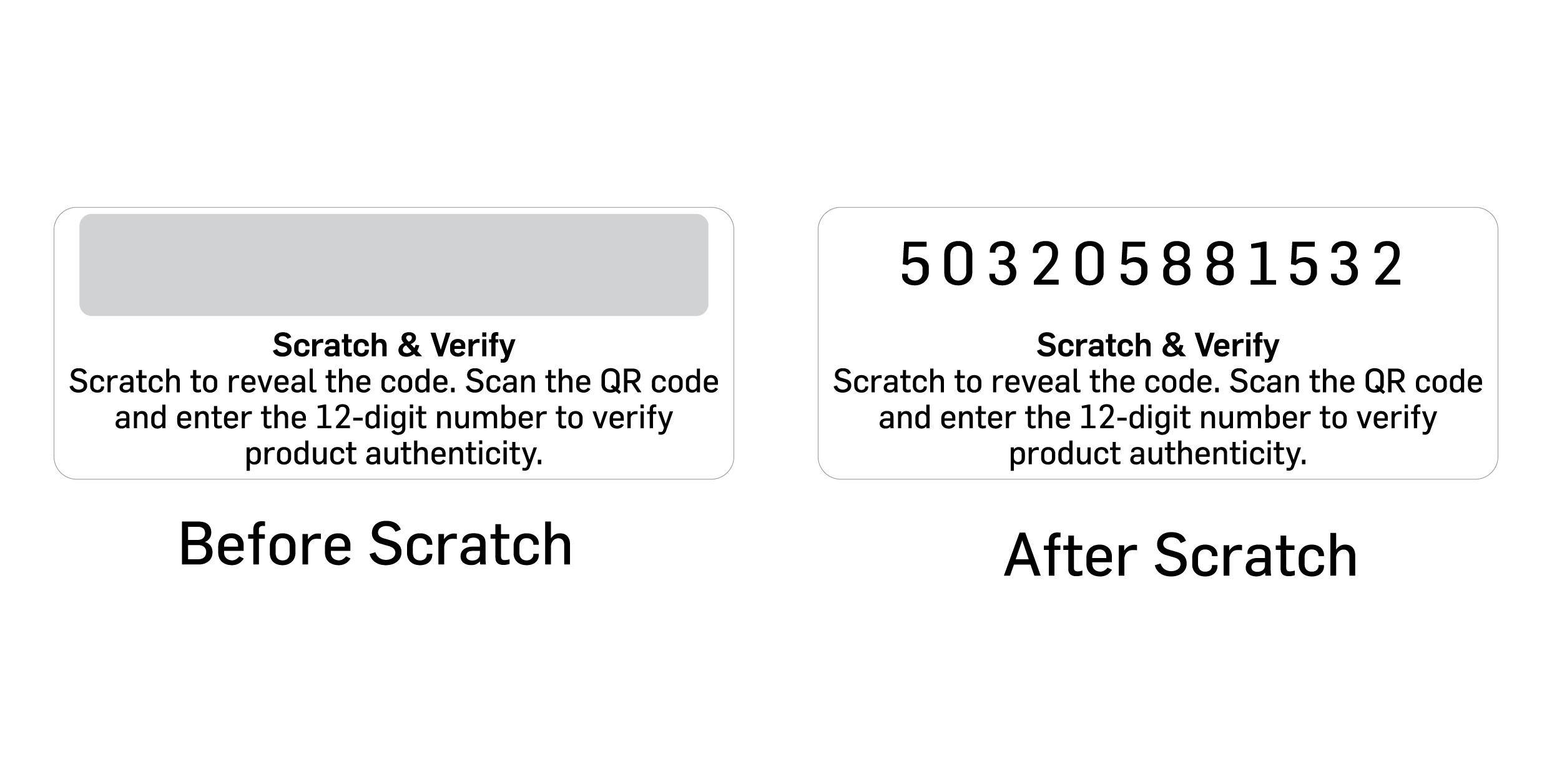 Sample hologram sticker showing verification code location